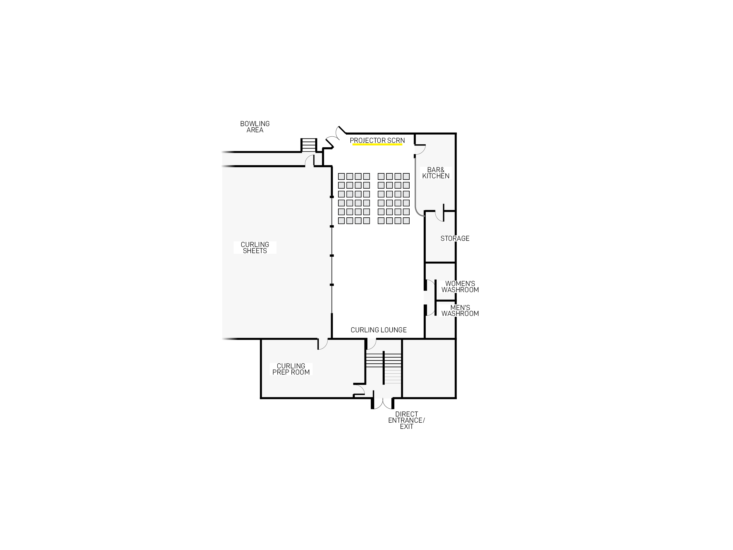 Speaker layout for the Watson Lake Curling Lounge