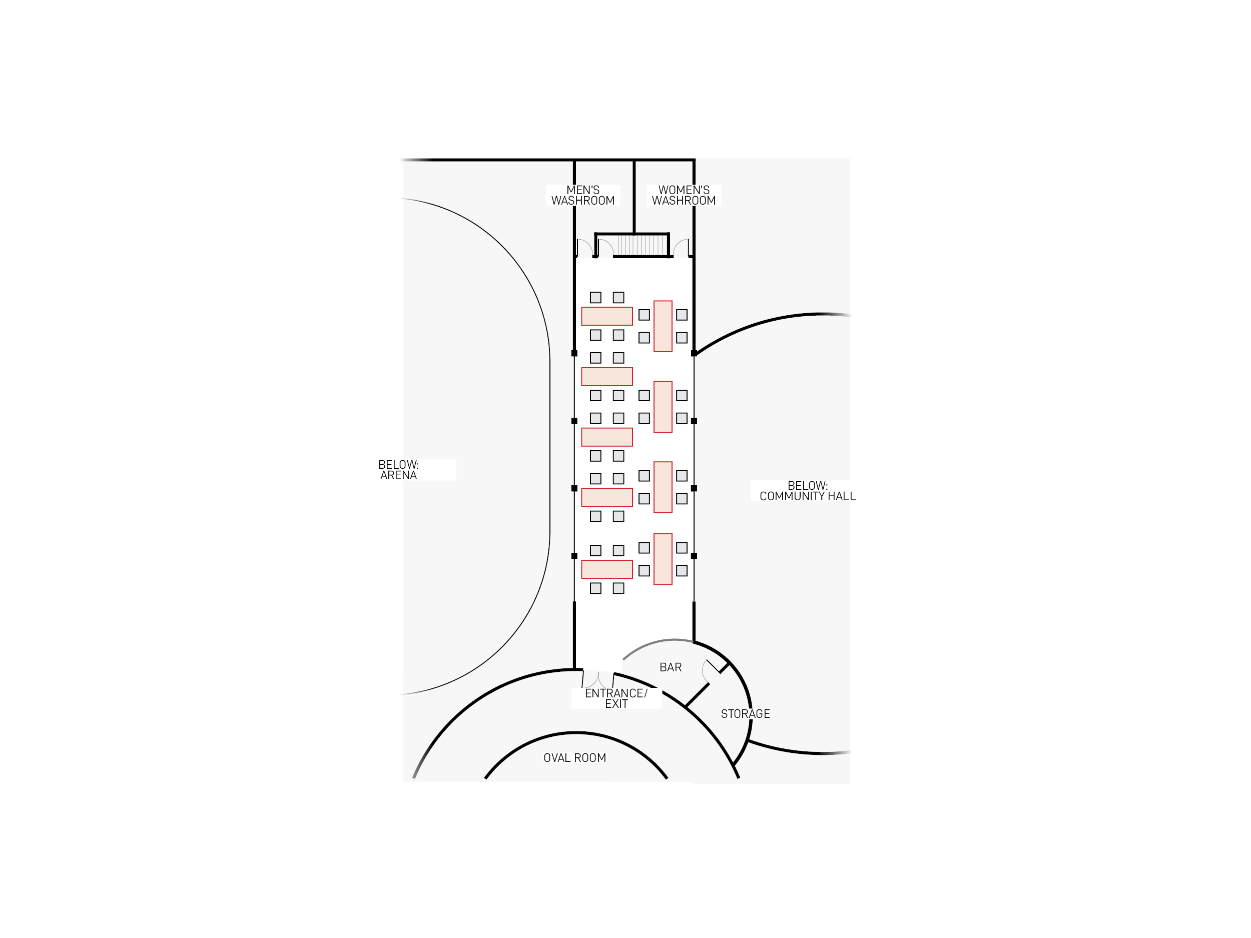 Breakroom layout for the Watson Lake Mezzanine Hall