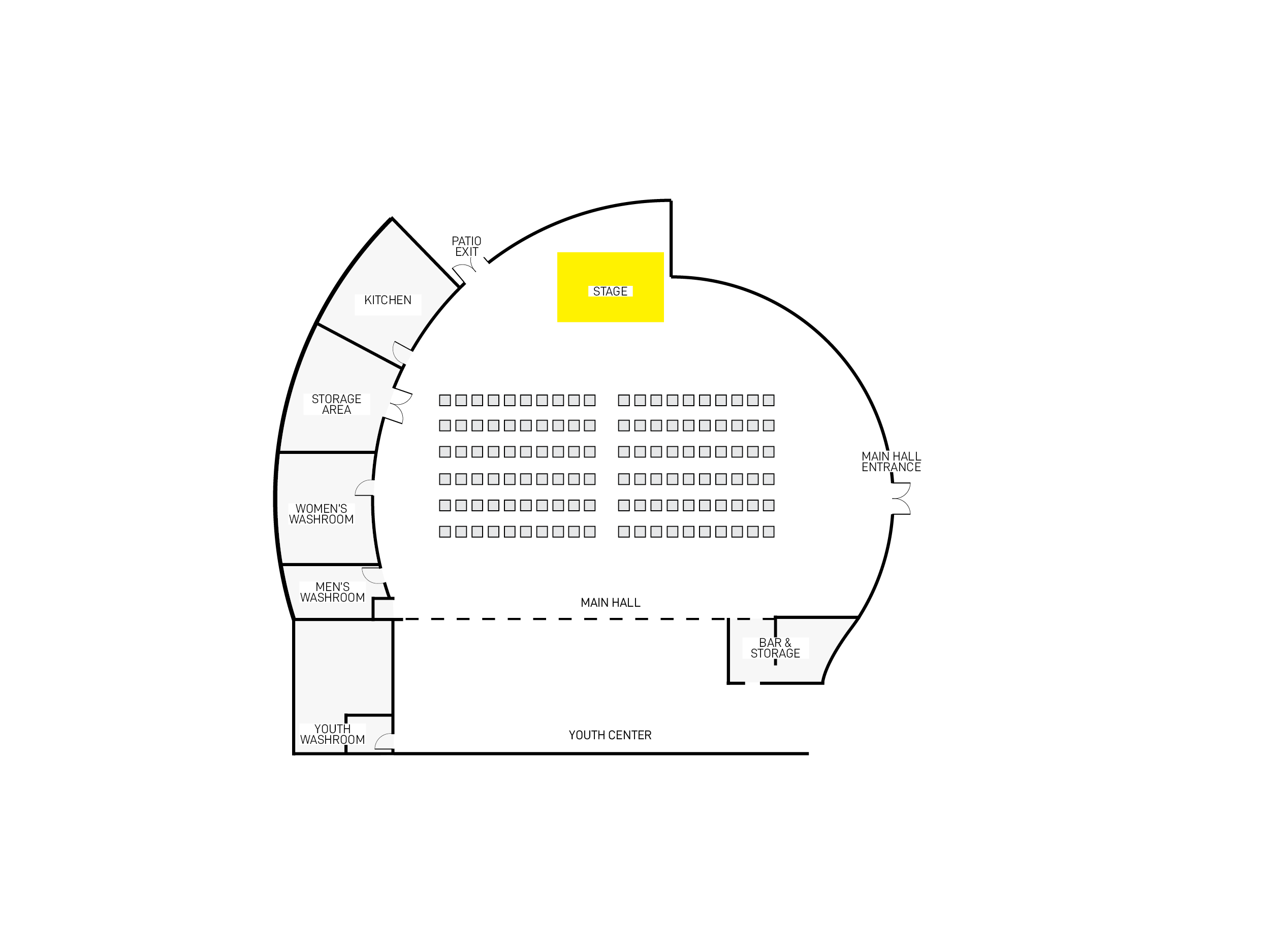Speaker layout for the Watson Lake Community Hall